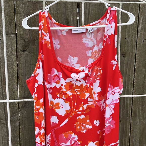 Susan Graver NWT, red with pink and orange flowers beautiful for spring - Picture 3 of 5